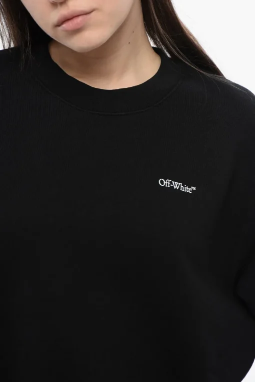 Sale Felpa Girocollo in Cotone con Motivo Floreale sul Retro Donna Felpe