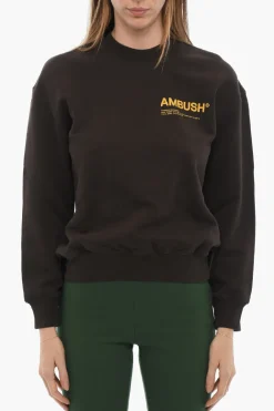 Sale Felpa Girocollo in Cotone Garzato con Logo Stampato Donna Felpe