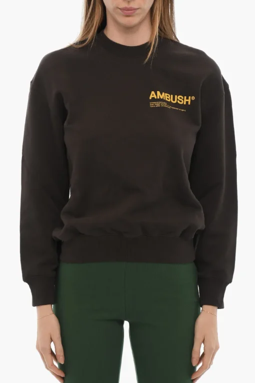 Sale Felpa Girocollo in Cotone Garzato con Logo Stampato Donna Felpe