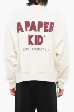 Felpa Girocollo In Cotone con Stampa Logo a Contrasto>A Paper Kid Best