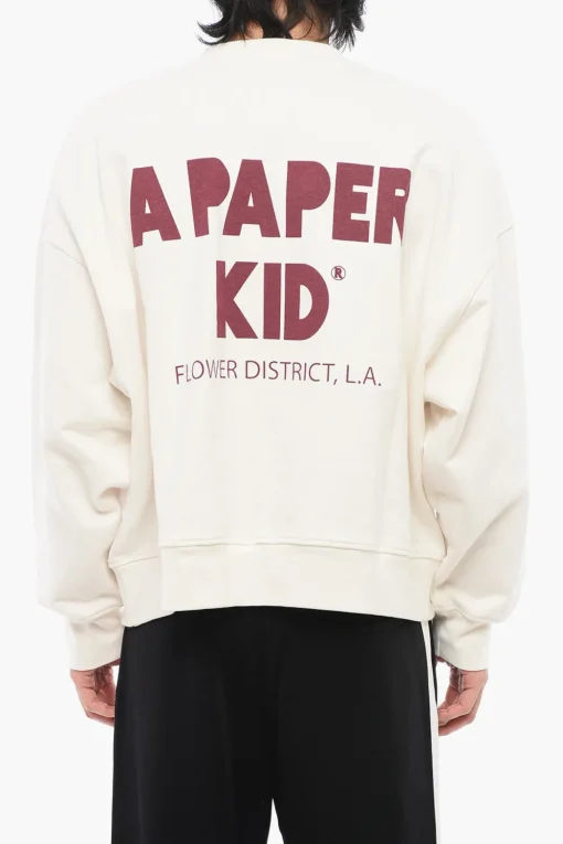 Felpa Girocollo In Cotone con Stampa Logo a Contrasto>A Paper Kid Best