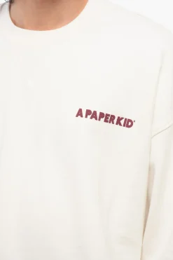 Felpa Girocollo In Cotone con Stampa Logo a Contrasto></noscript>A Paper Kid Best