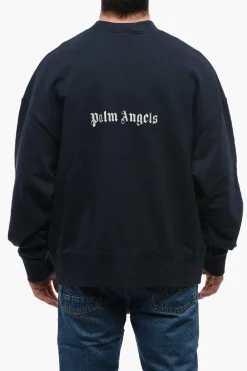 Online Felpa Girocollo in Cotone Garzato con Logo Ricamato Uomo Felpe