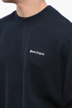 Online Felpa Girocollo in Cotone Garzato con Logo Ricamato Uomo Felpe