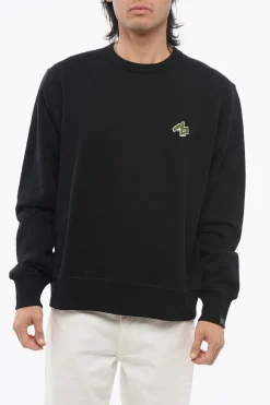Felpa Girocollo in Cotone Garzato con Patch>RAG&BONE Clearance