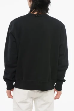 Felpa Girocollo in Cotone Garzato con Patch>RAG&BONE Clearance
