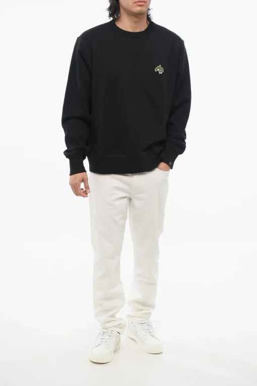 Felpa Girocollo in Cotone Garzato con Patch>RAG&BONE Clearance