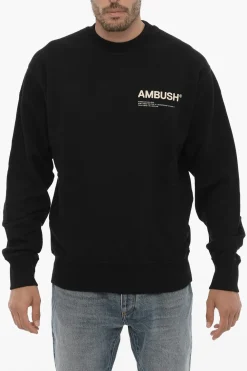 Sale Felpa Girocollo in Cotone Garzato con Logo Stampato Uomo Felpe