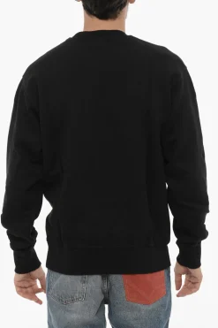 Sale Felpa Girocollo in Cotone Garzato con Logo Stampato Uomo Felpe