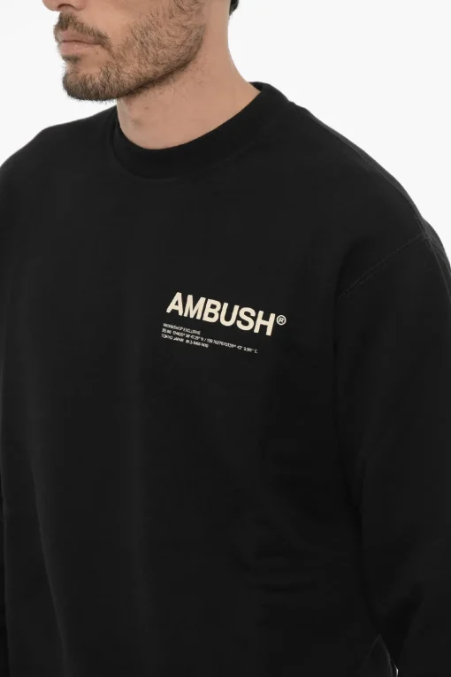 Sale Felpa Girocollo in Cotone Garzato con Logo Stampato Uomo Felpe