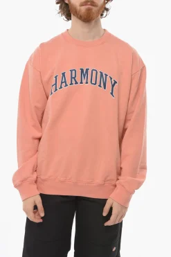 Felpa Girocollo in Cotone Garzato con Logo Stampato>Harmony Clearance