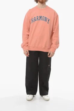 Felpa Girocollo in Cotone Garzato con Logo Stampato></noscript>Harmony Clearance