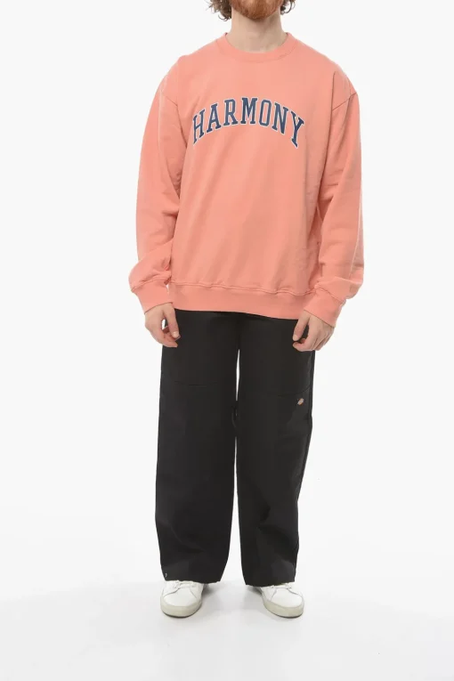 Felpa Girocollo in Cotone Garzato con Logo Stampato>Harmony Clearance