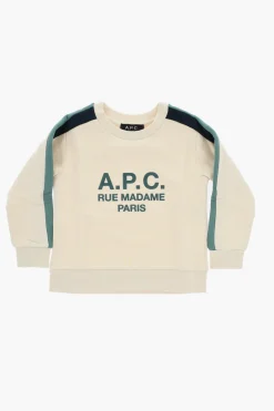 Clearance Felpa Girocollo In Cotone con Bande Laterali a Contrasto Bambino Abbigliamento