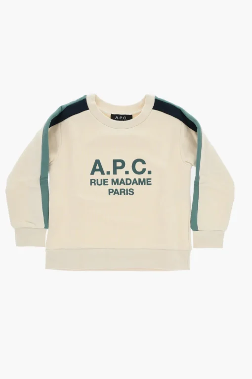 Clearance Felpa Girocollo In Cotone con Bande Laterali a Contrasto Bambino Abbigliamento
