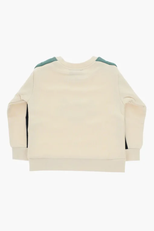 Clearance Felpa Girocollo In Cotone con Bande Laterali a Contrasto Bambino Abbigliamento