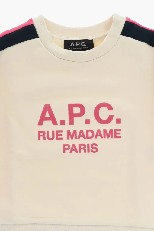 Felpa Girocollo In Cotone con Bande Laterali a Contrasto>A.P.C. Online