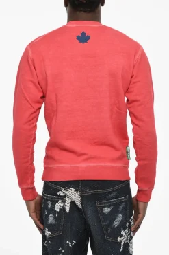 Felpa Girocollo In Cotone con Maxi Stampa Frontale>Dsquared2 Sale