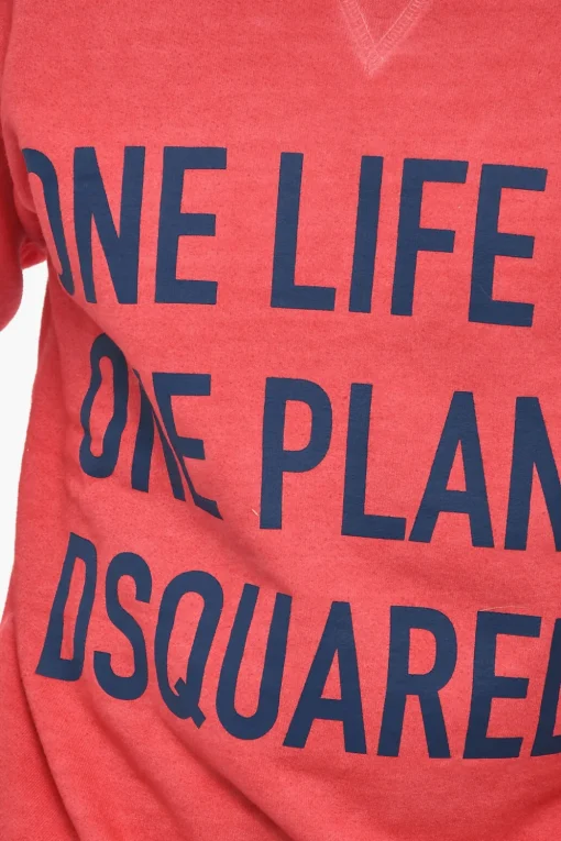 Felpa Girocollo In Cotone con Maxi Stampa Frontale>Dsquared2 Sale