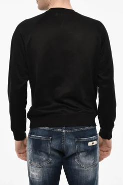 Discount Felpa Girocollo In Misto Cotone con Monogram in Paillettes Uomo Felpe