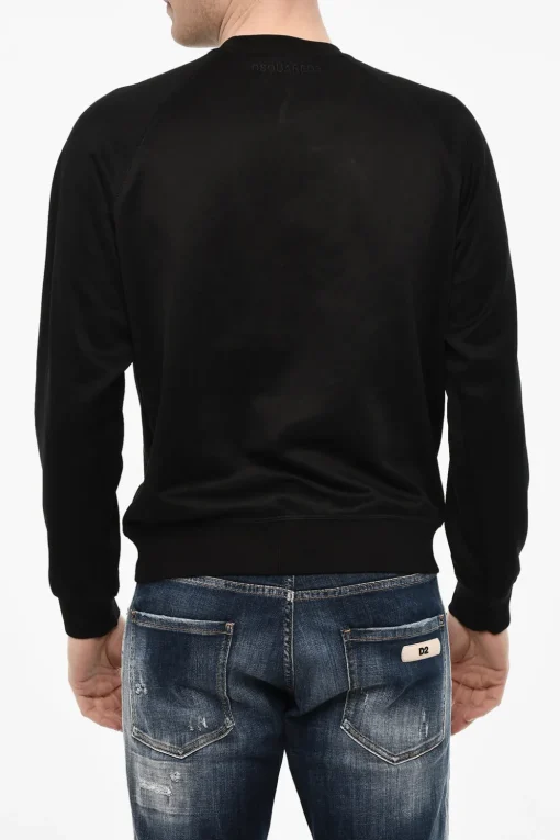 Discount Felpa Girocollo In Misto Cotone con Monogram in Paillettes Uomo Felpe
