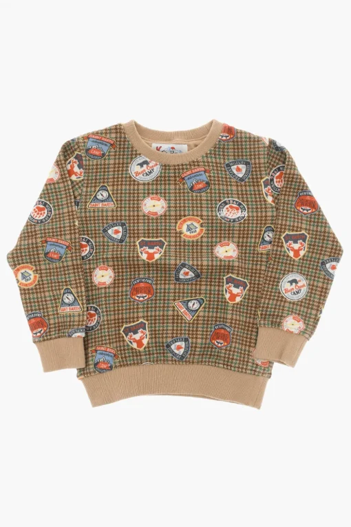 Felpa Girocollo in Pied De Poule con Stampa All-Over>MC2 Saint Barth Fashion