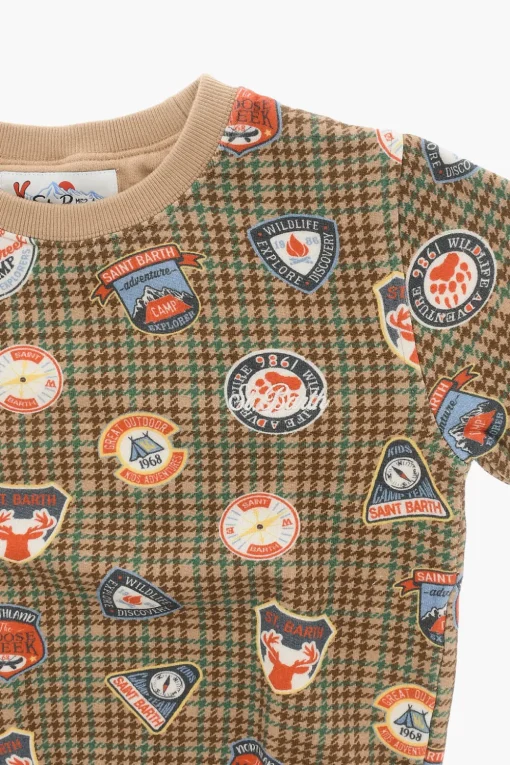 Felpa Girocollo in Pied De Poule con Stampa All-Over>MC2 Saint Barth Fashion