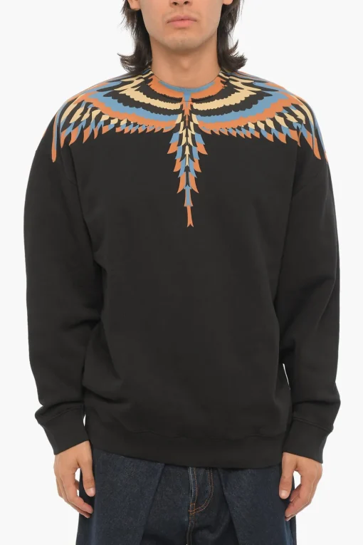 Felpa Girocollo OPTICAL WINGS in Cotone Garzato>Marcelo Burlon Online