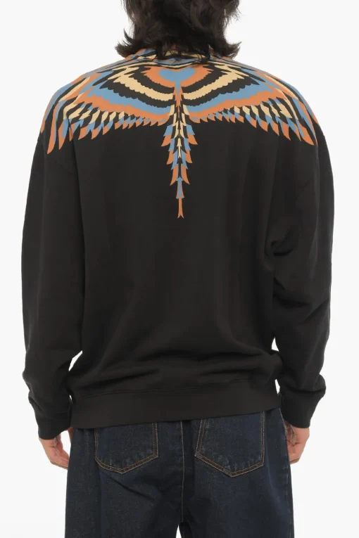 Felpa Girocollo OPTICAL WINGS in Cotone Garzato>Marcelo Burlon Online