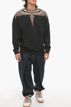 Felpa Girocollo OPTICAL WINGS in Cotone Garzato></noscript>Marcelo Burlon Online
