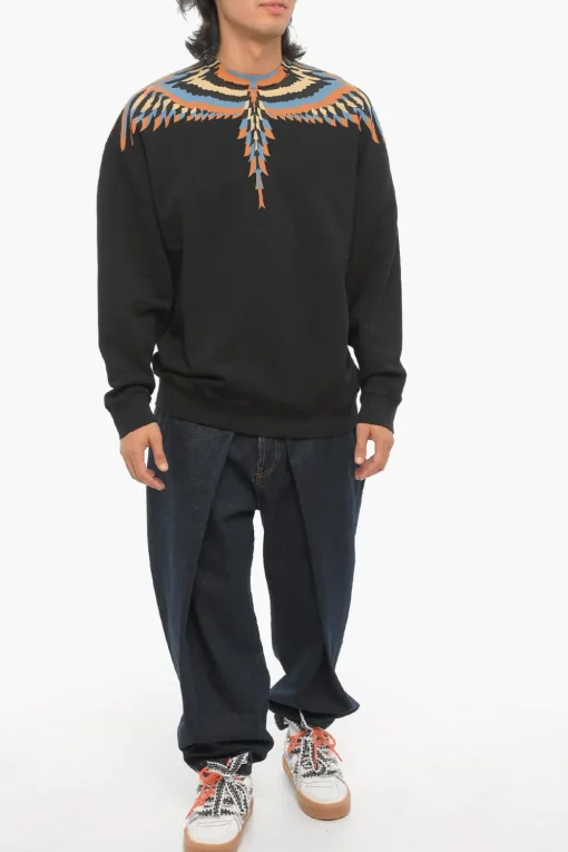 Felpa Girocollo OPTICAL WINGS in Cotone Garzato>Marcelo Burlon Online