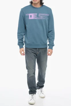 Felpa Girocollo S-GINN-E3 In Cotone Garzato Con Stampa Logo></noscript>Diesel Hot