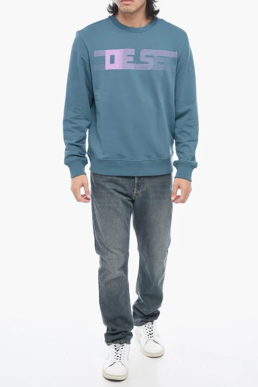 Felpa Girocollo S-GINN-E3 In Cotone Garzato Con Stampa Logo>Diesel Hot