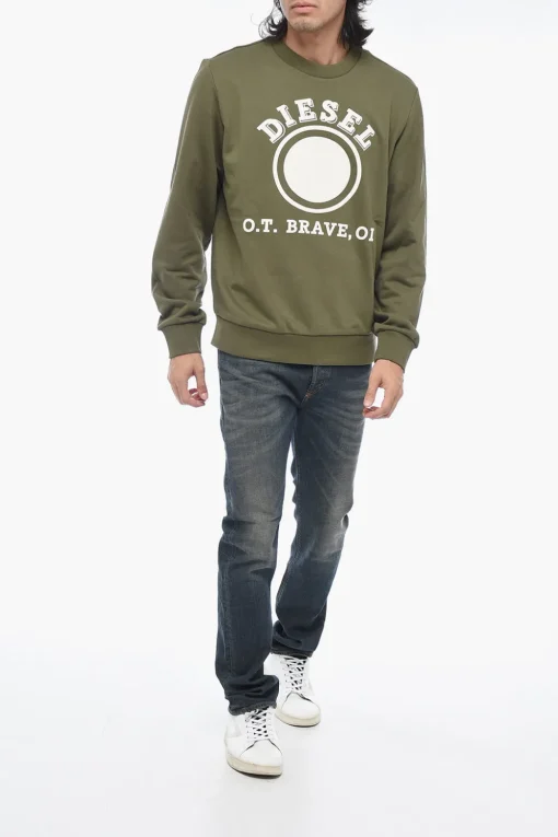 Sale Felpa Girocollo S-GINN-K35 In Cotone Garzato Con Stampa Logo Uomo Felpe