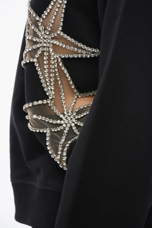 Felpa Girocollo STAR con Inserti See Through e Cristalli>Dsquared2 Hot
