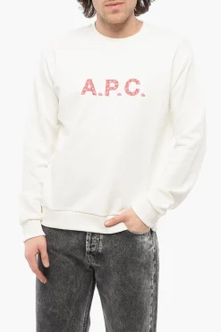 Felpa Girocollo TIMOTHY in Cotone Garzato con Stampa Logo a Contrasto>A.P.C. Clearance