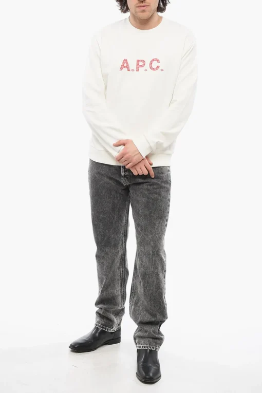 Felpa Girocollo TIMOTHY in Cotone Garzato con Stampa Logo a Contrasto>A.P.C. Clearance