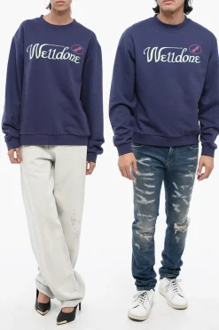 New Felpa Girocollo UNISEX in Tinta Unita con Logo Stampato Donna Felpe|Felpe