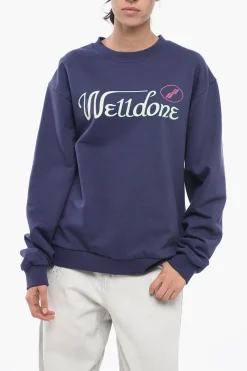 New Felpa Girocollo UNISEX in Tinta Unita con Logo Stampato Donna Felpe|Felpe