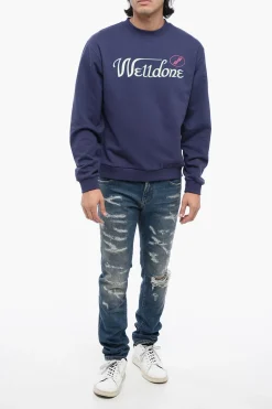 New Felpa Girocollo UNISEX in Tinta Unita con Logo Stampato Donna Felpe|Felpe