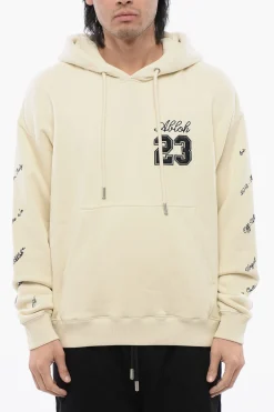 Hot Felpa Hoodie 23 LOGO SKATE in Cotone Garzato con Ricami a Contrasto Uomo Felpe