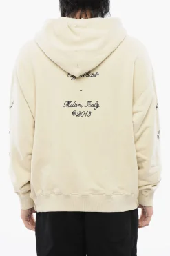 Hot Felpa Hoodie 23 LOGO SKATE in Cotone Garzato con Ricami a Contrasto Uomo Felpe