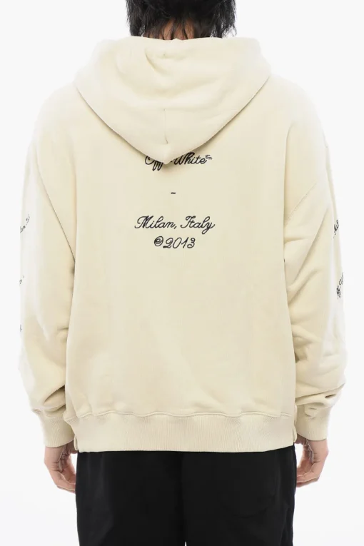 Hot Felpa Hoodie 23 LOGO SKATE in Cotone Garzato con Ricami a Contrasto Uomo Felpe