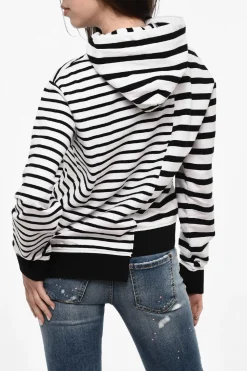 Best Felpa Hoodie a Righe Con Stampa Frontale Donna Felpe