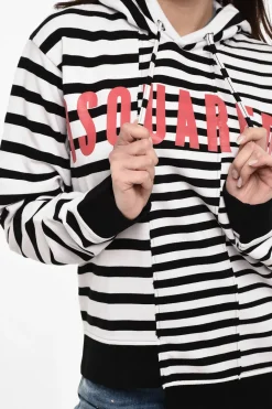 Best Felpa Hoodie a Righe Con Stampa Frontale Donna Felpe
