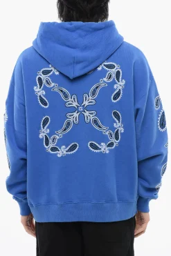 Fashion Felpa Hoodie BANDANA ARROW in Cotone Garzato Ricamata Uomo Felpe