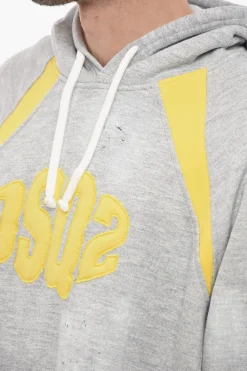 Fashion Felpa Hoodie Bicolore con Logo Ricamato Uomo Felpe