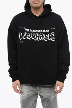 Discount Felpa Hoodie CANADIAN VILLAGE in Cotone Garzato Uomo Felpe