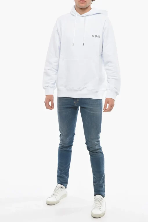 New Felpa Hoodie con Maxi Stampa sul Retro a Contrasto Uomo Felpe