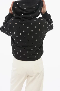 Felpa Hoodie Cropped Fit con Occhielli Metallici All-Over>Alaia Discount